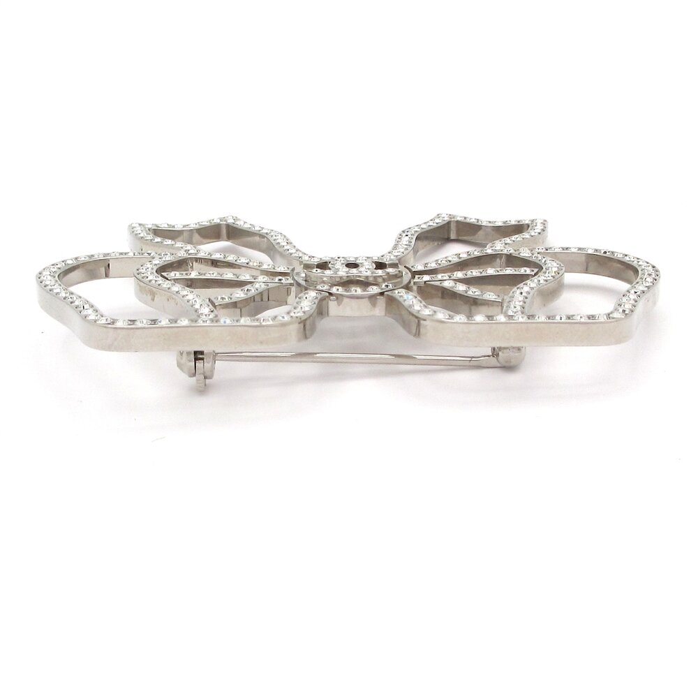Chanel Coco Brooch Silver Clear Hardware Rhinestones - Picture 4 of 4